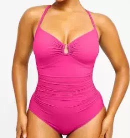 Solid Color Slimming Large Size Women's Swimwear