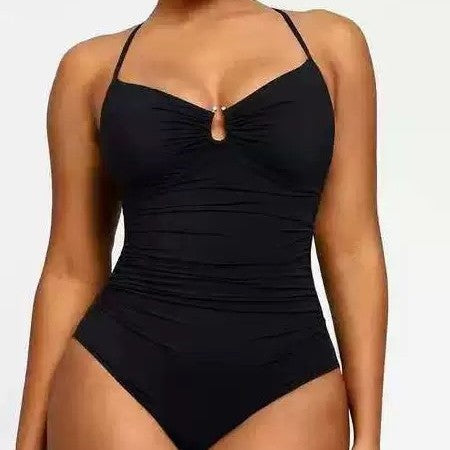 Solid Color Slimming Large Size Women's Swimwear