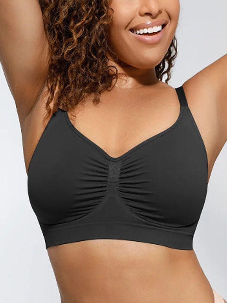 Black seamless lift bra for women with soft stretch fabric and push-up support