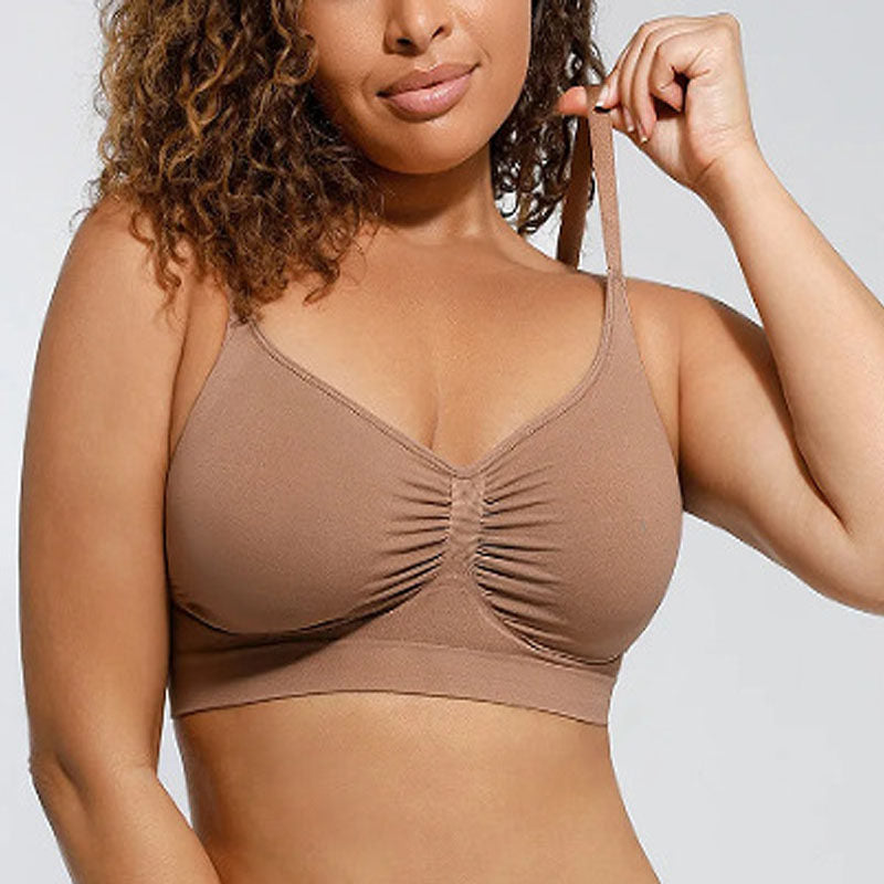 Brown seamless lift bra for women with soft cup support
