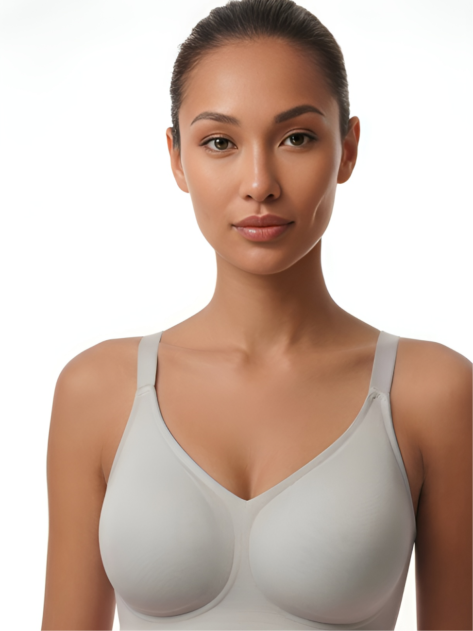 Grey backless push-up support bra for women with soft lift and smooth fit