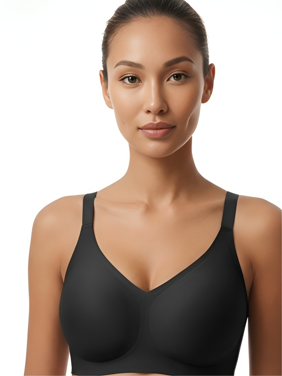 Black backless push-up support bra for women with smooth lift and wireless comfort