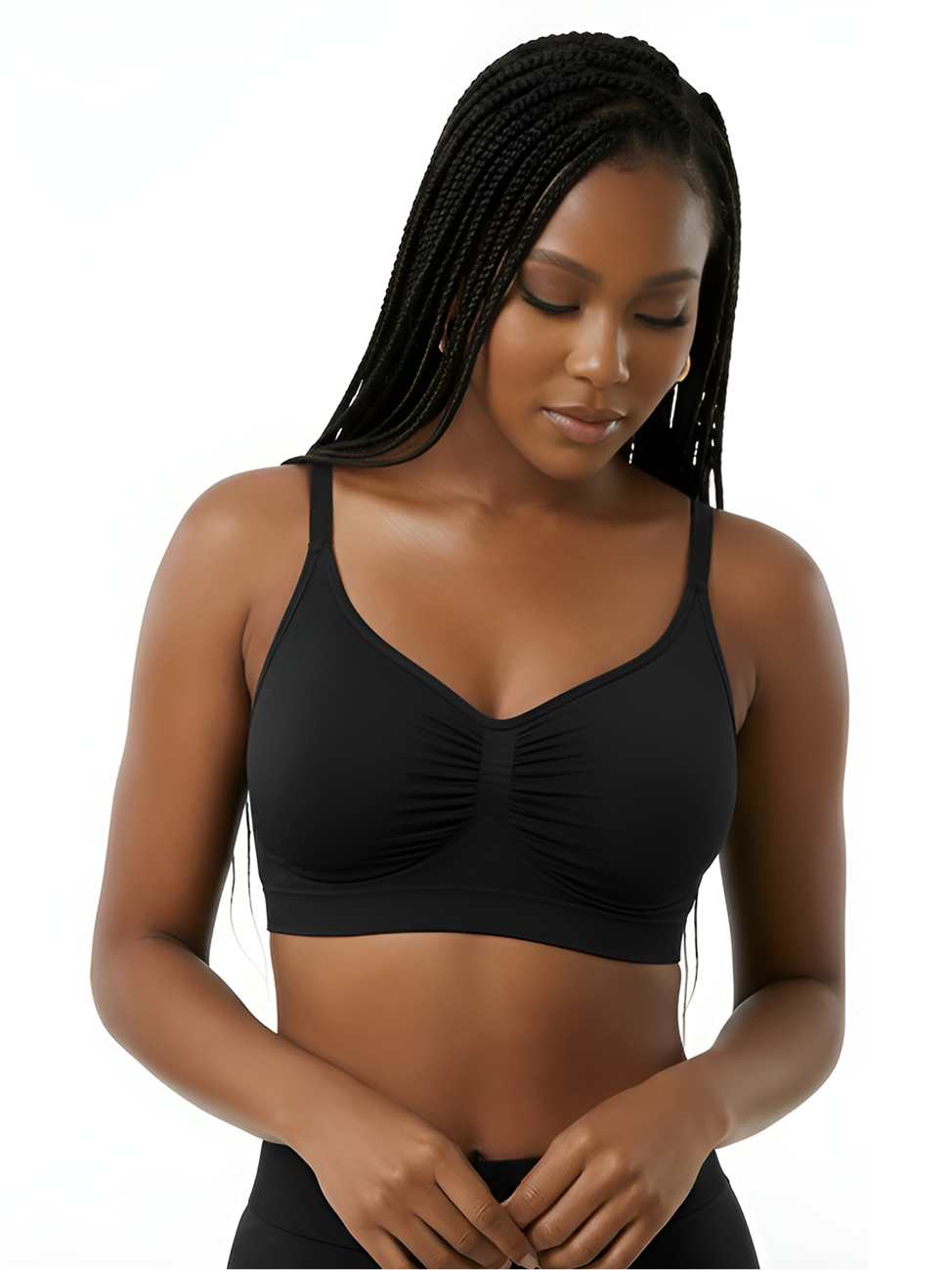 Black seamless push-up lift bra for women with wireless support and shaping comfort