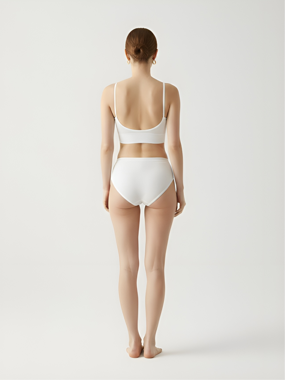 Back view of white wireless bra set with smooth everyday comfort