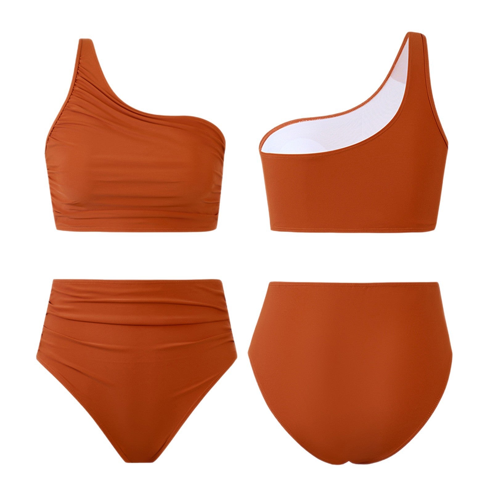 High-Waisted Solid-Color Bikini Set for Women