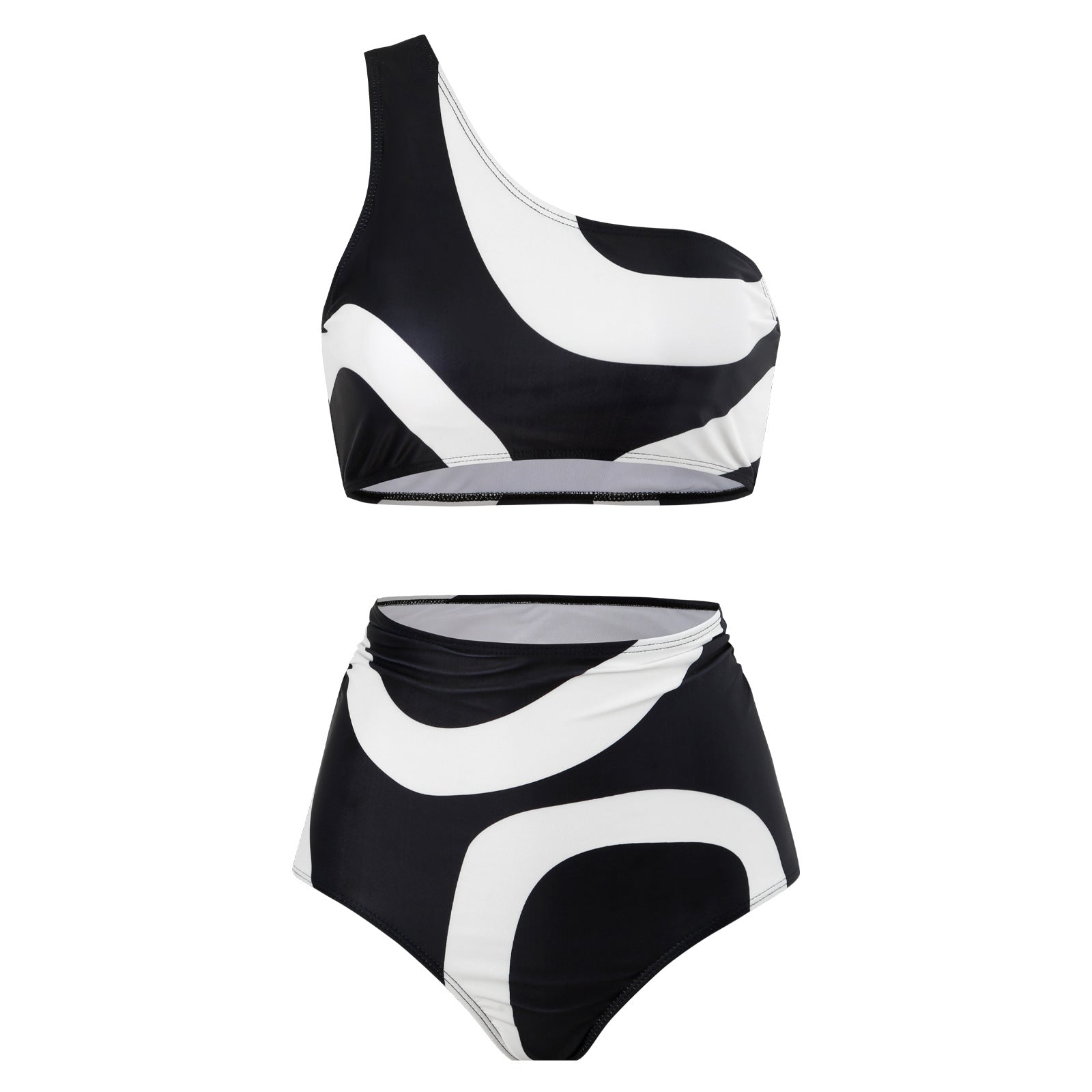High-Waisted Solid-Color Bikini Set for Women