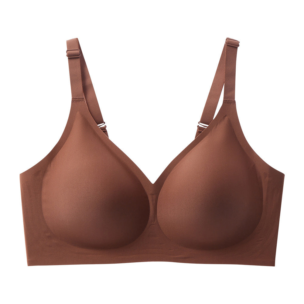 Brown backless push-up bra with seamless cups and soft everyday support