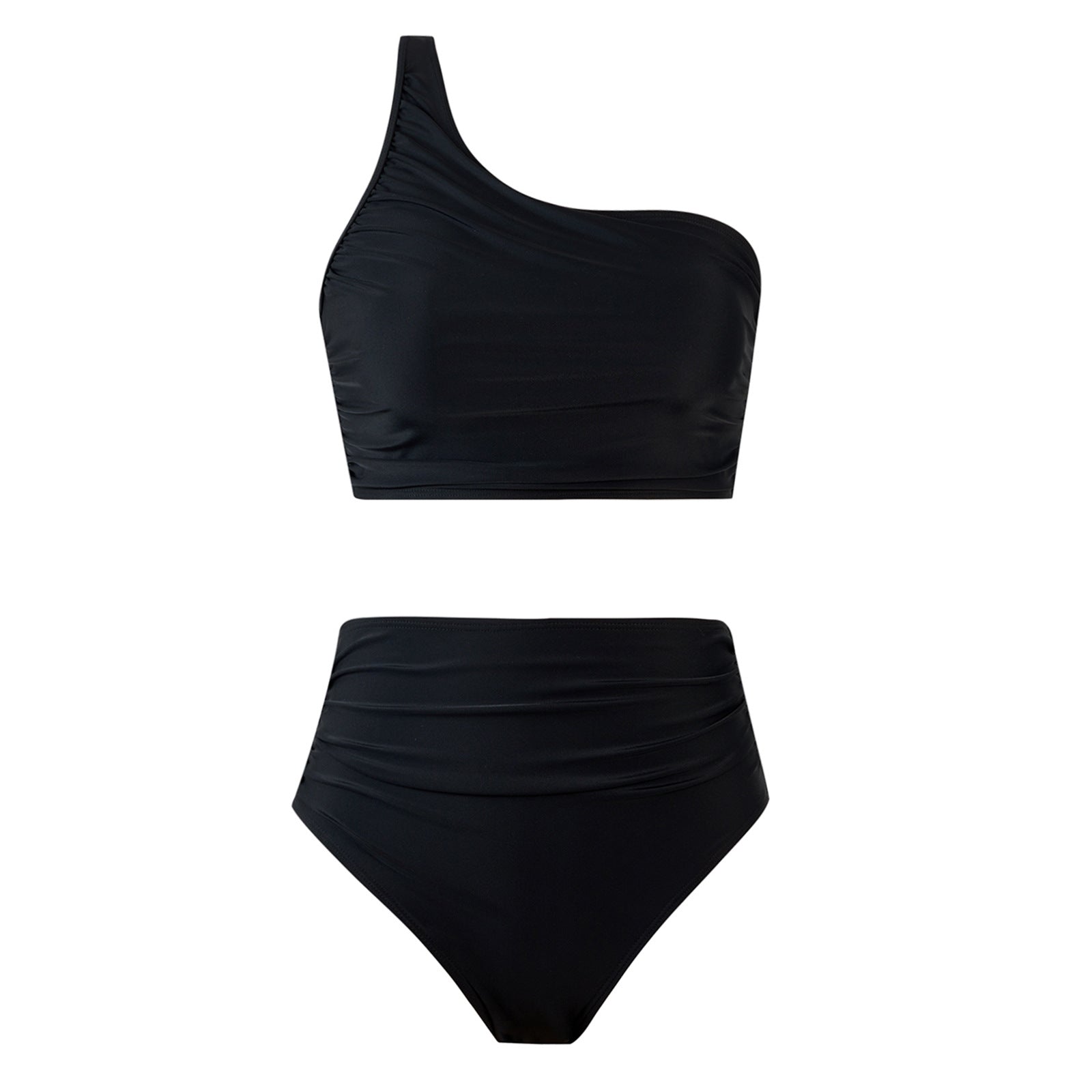 High-Waisted Solid-Color Bikini Set for Women
