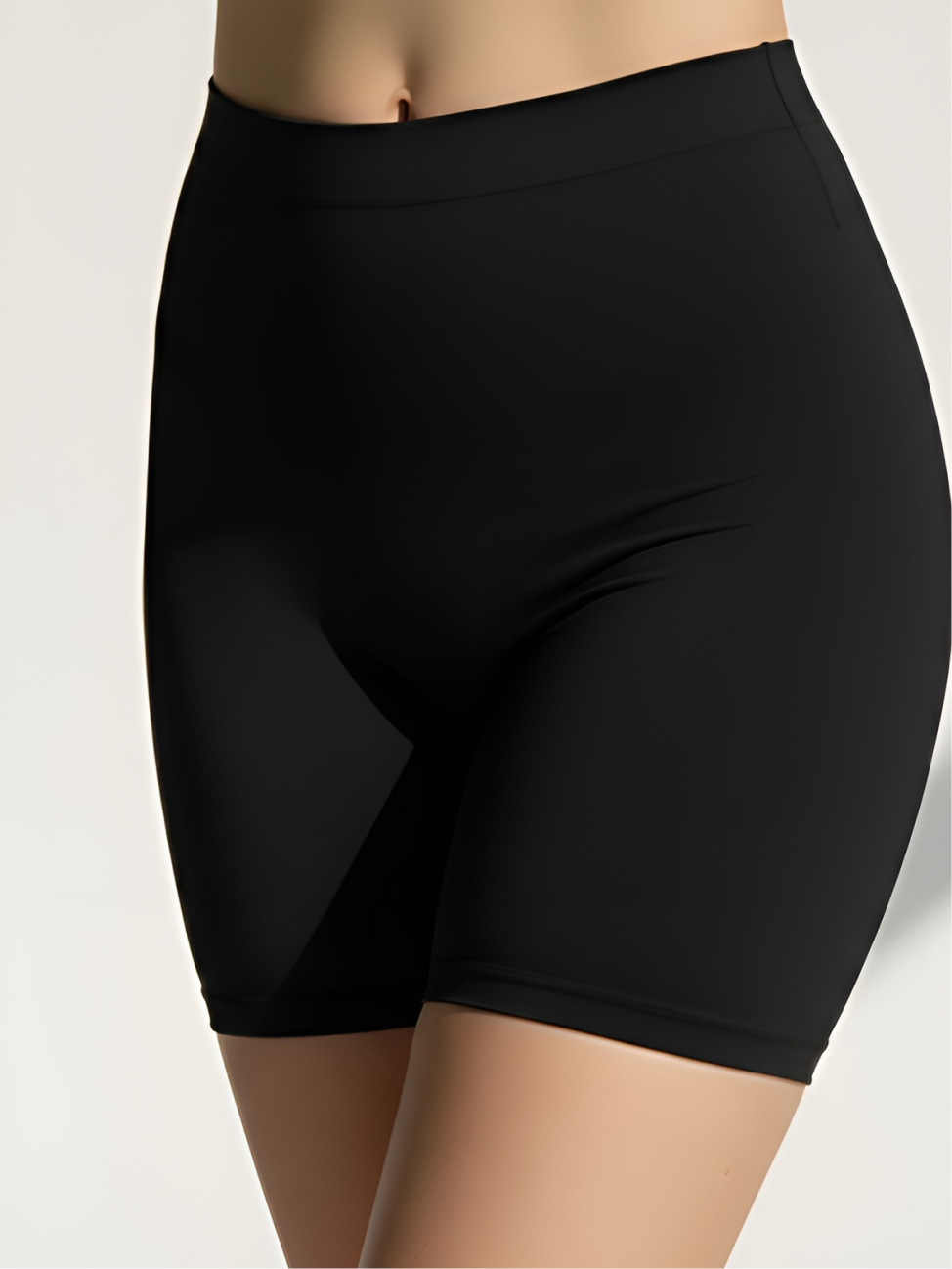 Black high-waisted anti-chafing shorts for everyday summer wear