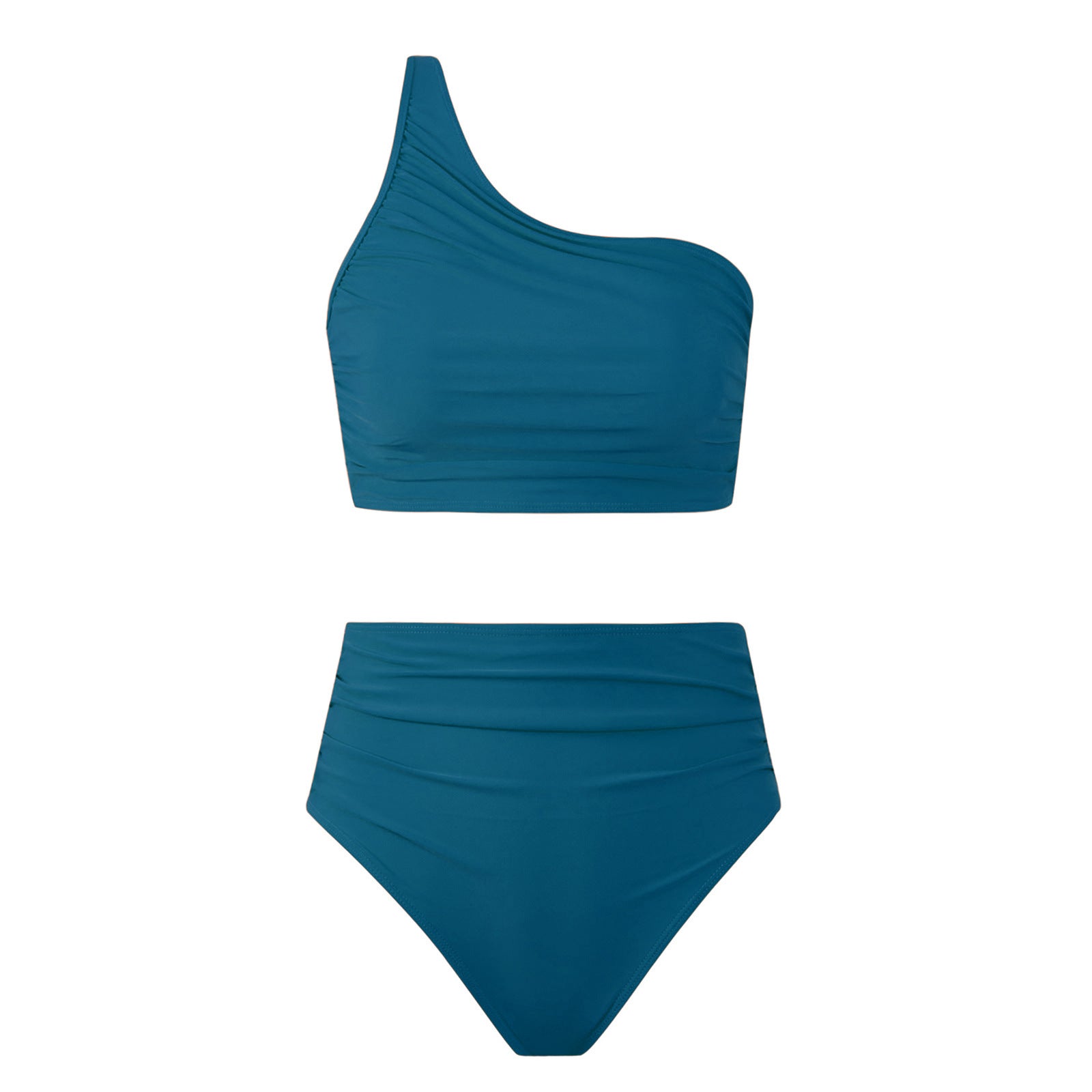 High-Waisted Solid-Color Bikini Set for Women