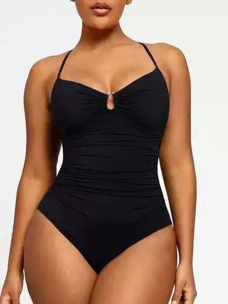 Solid Color Slimming Large Size Women's Swimwear