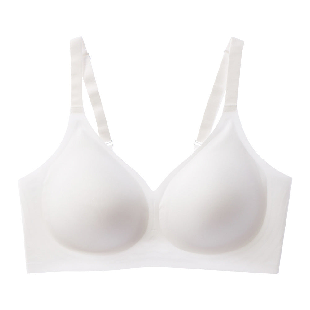 White backless push-up support bra with seamless cups and soft lift support
